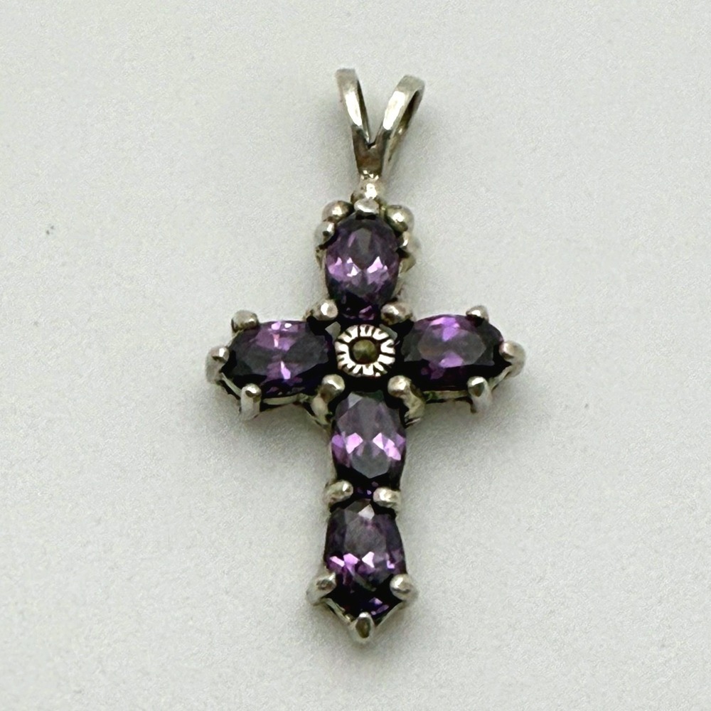 Sterling Silver Amethyst Cross Pendant